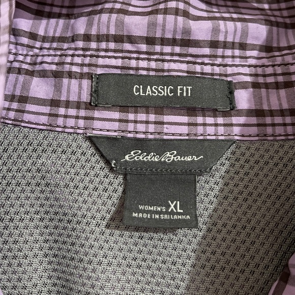 Eddie Bauer Women’s Purple Multi Classic Fit Outdoor Button Down Shirt Sz-XL - Picture 3 of 5